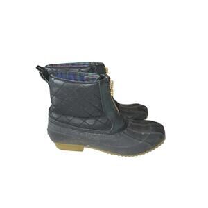 Tommy Hilfiger Women's Duck Boots Size 9M Black Quilted‎ Waterproof Rain Shoes